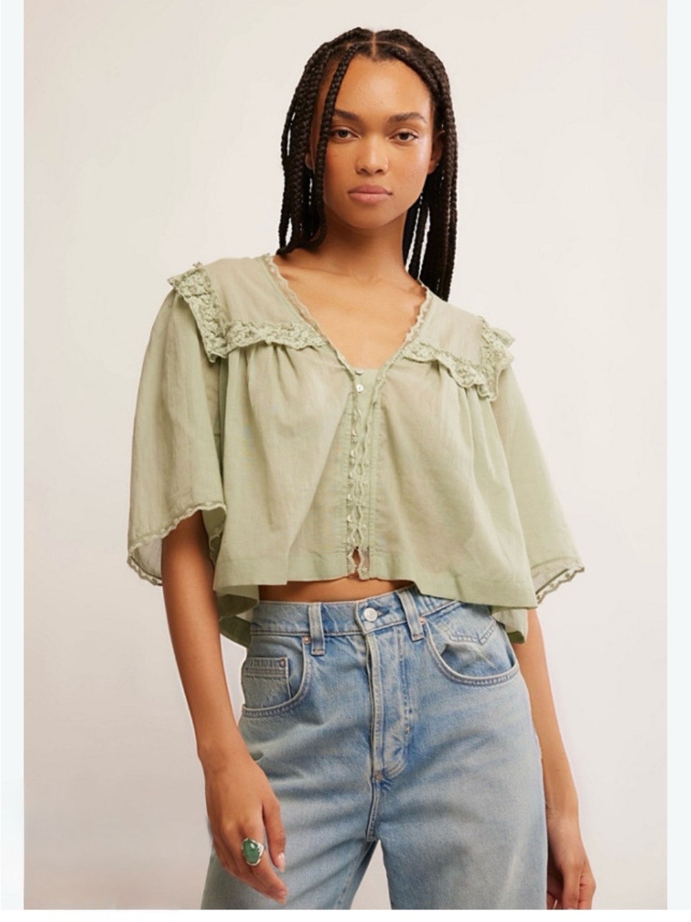 Free People Luna Ruffle Sheer Top, size XS